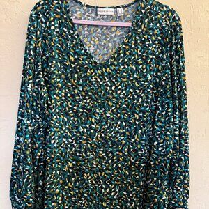 Susan Graver Multi-Color Long Sleeve Blouse, 2X